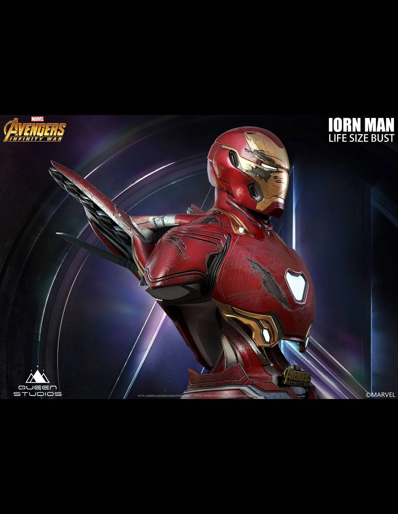 Iron Man MK50 Battle Damaged 1:1 Lifesize Bust By Queen Studios - Image 4