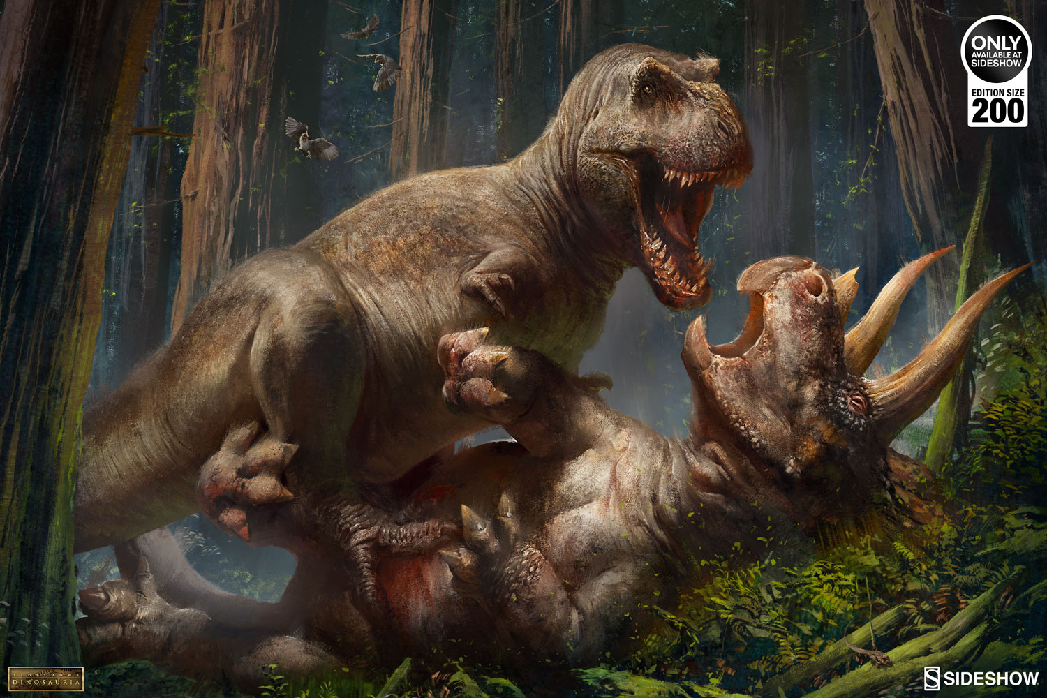 T-Rex vs Triceratops by RJ Palmer - ART PRINT with frame