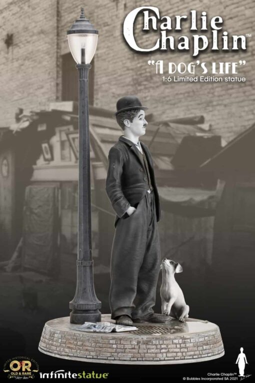 CHARLIE CHAPLIN "DOG'S LIFE" W/LIGHT RESIN STATUE - Image 6