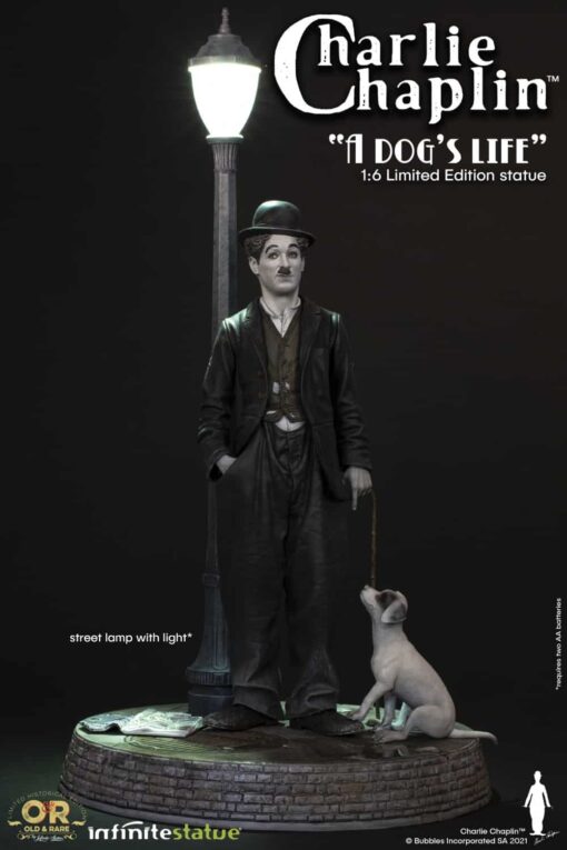 CHARLIE CHAPLIN "DOG'S LIFE" W/LIGHT RESIN STATUE - Image 2