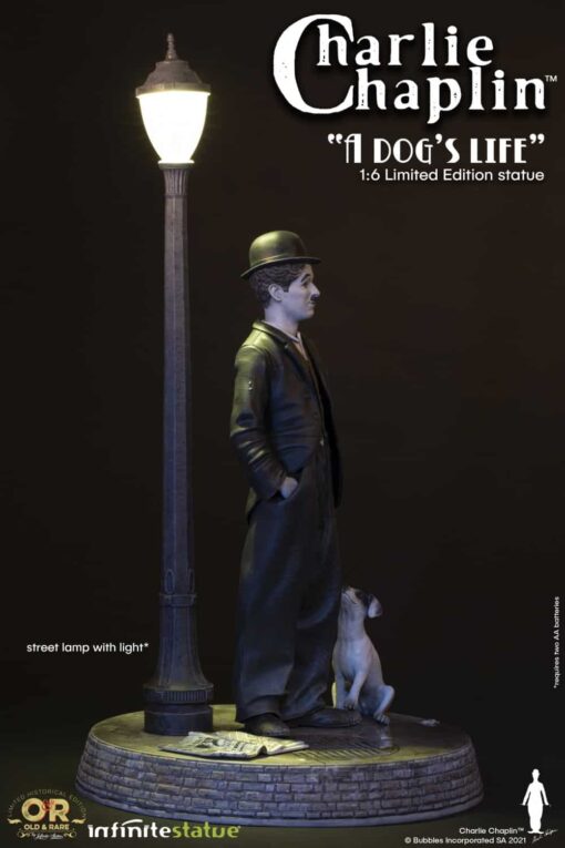 CHARLIE CHAPLIN "DOG'S LIFE" W/LIGHT RESIN STATUE - Image 3