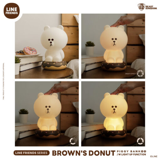 LINE FRIENDS Series BROWN's Donut Piggy Bank w/ Light Up Function - Image 6