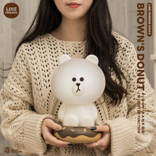 LINE FRIENDS Series BROWN's Donut Piggy Bank w/ Light Up Function - Image 3