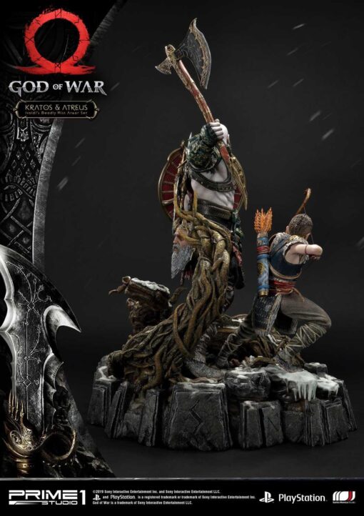 God of War: Kratos & amp; Atreus 1/4 Scale Diorama statues Ivaldi's Deadly Mist Armor Set By Prime 1 Studios Edition Size: 200 - Image 8