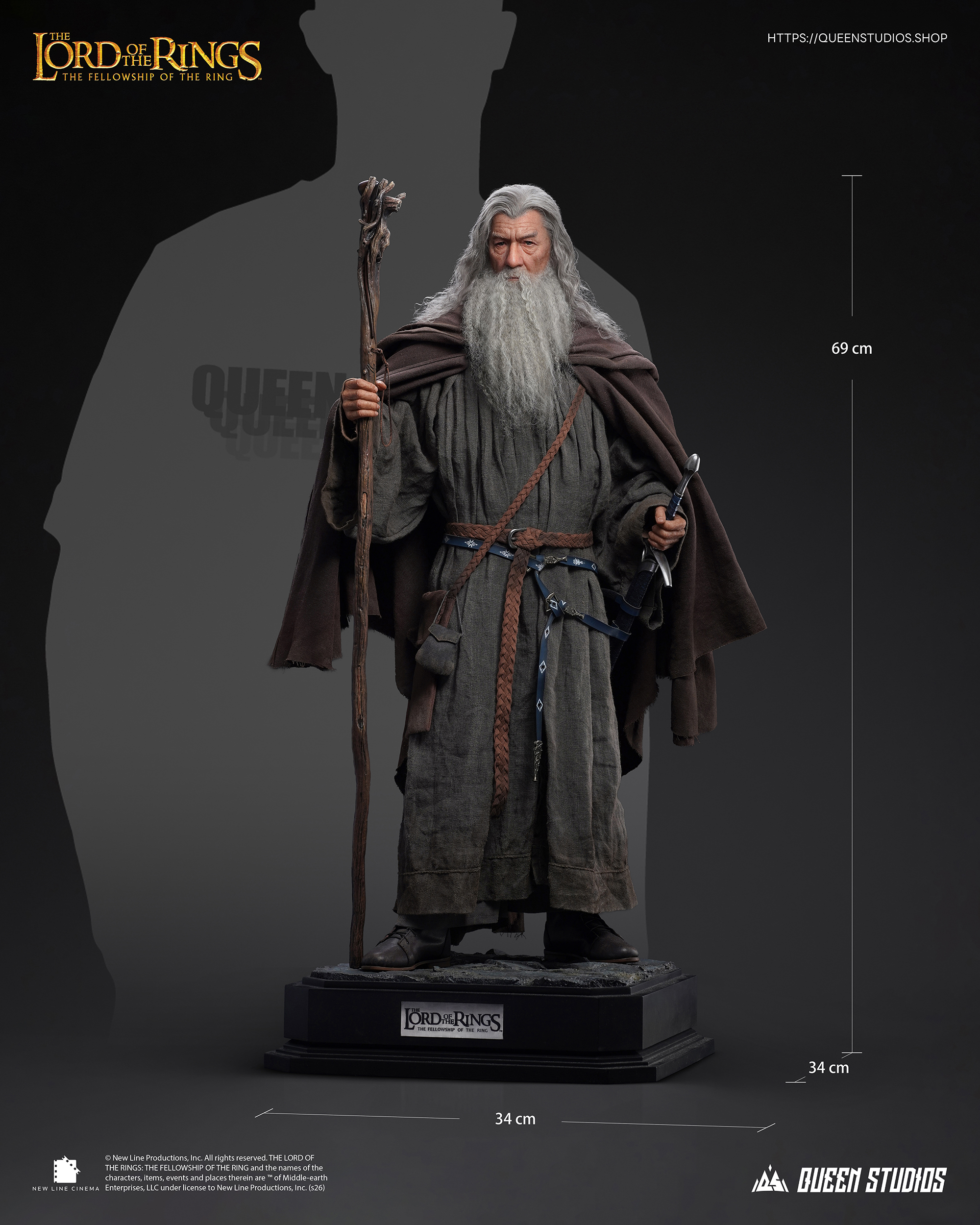 Queen Studios – The Lord of the Rings: The Fellowship of the Ring Gandalf 1/3 Scale Statue - Image 2