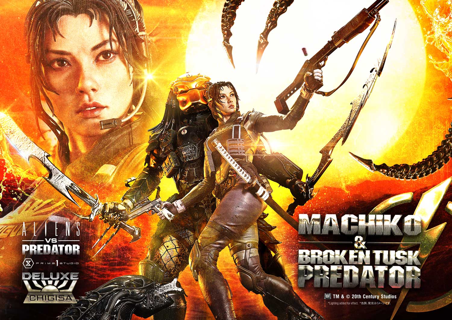 Ultimate Premium Masterline Aliens vs Predator (Comic) Machiko & Broken Tusk Predator Deluxe Version - Prime1Studio - Image 36