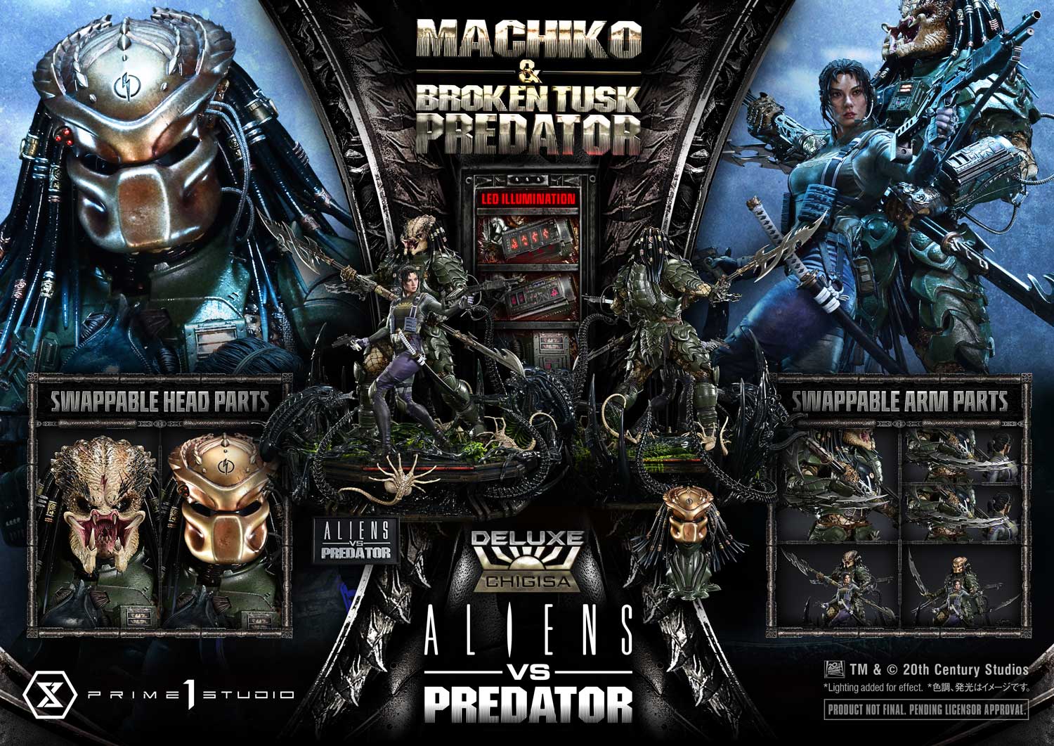 Ultimate Premium Masterline Aliens vs Predator (Comic) Machiko & Broken Tusk Predator Deluxe Version - Prime1Studio - Image 27